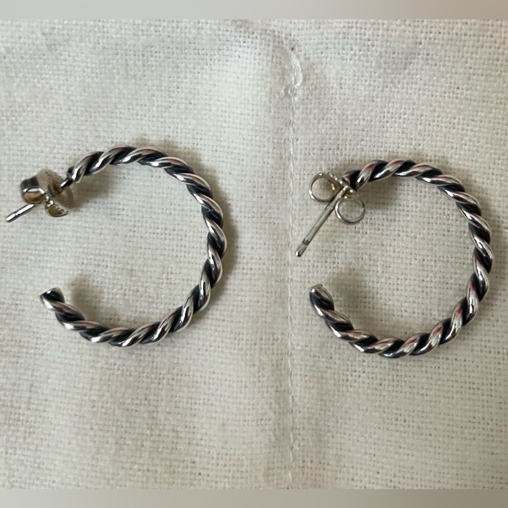 NWT James Avery sterling silver twisted hoop earrings